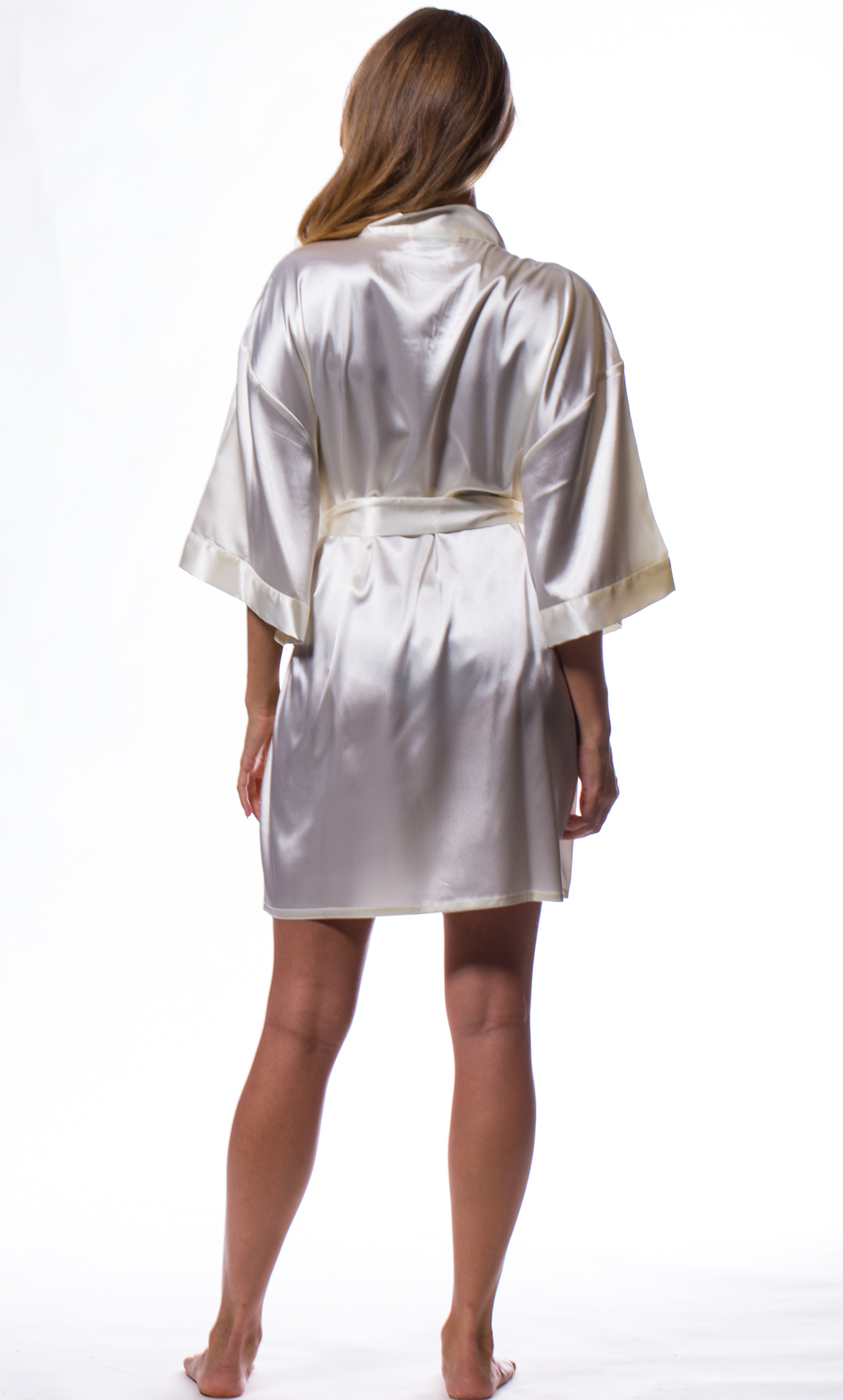 Champagne Satin Kimono Short Robe-Robemart.com