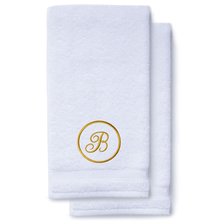 Gold Initial Premium Hand Towel Script 16 X 30 Inch, Set of 2-Robemart.com