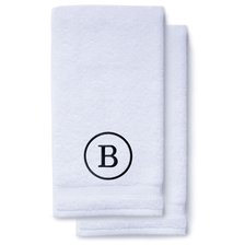 Navy Blue Initial Premium Hand Towel Classic 16 X 30 Inch, Set of 2-Robemart.com