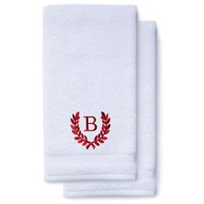 Wine Red Initial Premium Hand Towel Roman 16 X 30 Inch, Set of 2-Robemart.com