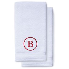 Wine Red Initial Premium Hand Towel Classic 16 X 30 Inch, Set of 2-Robemart.com