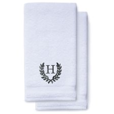 Charcoal Gray Initial Premium Hand Towel Roman 16 X 30 Inch, Set of 2-Robemart.com