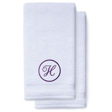 Purple Initial Premium Hand Towel Script 16 X 30 Inch, Set of 2-Robemart.com