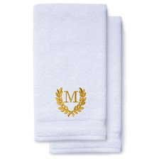 Gold Initial Premium Hand Towel Roman 16 X 30 Inch, Set of 2-Robemart.com