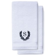 Navy Blue Initial Premium Hand Towel Roman 16 X 30 Inch, Set of 2-Robemart.com