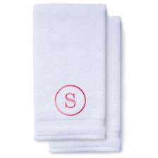 Pink Initial Premium Hand Towel Classic 16 X 30 Inch, Set of 2-Robemart.com