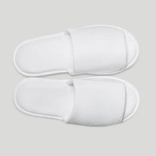White Open Toe Adult Velour Slippers - 6 pack-Robemart.com