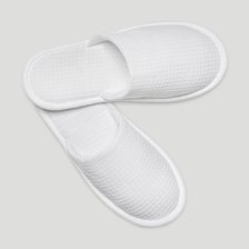 White Closed Toe Adult Waffle Slippers Single Pack-Robemart.com
