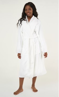 White Super Soft Tahoe Microfleece Shawl Collar Robe-Robemart.com