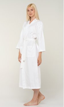 100% Turkish Cotton White Waffle Kimono Robe-Robemart.com