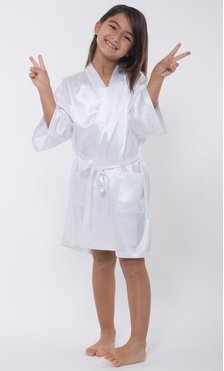White Satin Kimono Kid's Robe-Robemart.com