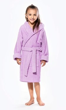 100% Turkish Cotton Lavender Hooded Terry Kid's Bathrobe-Robemart.com