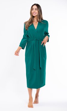 Cotton Dark Green Knit Kimono Robe Final Sale-Robemart.com