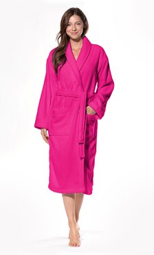 100% Turkish Cotton Fuchsia Shawl Terry Bathrobe-Robemart.com