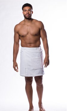 100% Cotton Men White Terry Velour Cloth Body Wrap, Bath Towel Wrap-Robemart.com