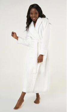White Plush Soft Warm Fleece Womens Robe-Robemart.com