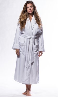 Luxury Microfiber Plush Lined Robe White-Robemart.com