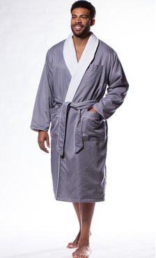 Luxury Microfiber Plush Lined Robe Gray-Robemart.com