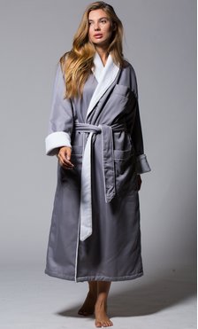 Luxury Microfiber Plush Lined Robe Gray-Robemart.com