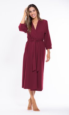 Cotton Burgundy Knit Kimono Robe Final Sale-Robemart.com