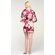 Wine Red Carmen Floral Satin Kimono Short Robe-Robemart.com
