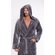 Men's Gray Plush Soft Warm Fleece Bathrobe with Hood, Comfy Men's Robe-Robemart.com Men's Gray Plush Soft Warm Fleece Bathrobe with Hood, Comfy Men's Robe-Robemart.com