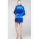Royal Blue Satin Kimono Short Robe-Robemart.com