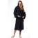 Waffle Hooded Long Robe Square Pattern Black-Robemart.com