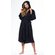 Waffle Hooded Long Robe Square Pattern Black-Robemart.com
