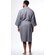 Waffle Kimono Gray Long Robe Square Pattern-Robemart.com