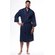 Waffle Shawl Long Robe Square Pattern Navy Blue-Robemart.com
