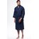 Waffle Shawl Long Robe Square Pattern Navy Blue-Robemart.com