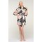Black Carmen Floral Satin Kimono Short Robe-Robemart.com