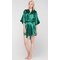 Lush Meadow Emerald Green Satin Kimono Short Robe-Robemart.com