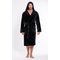 Men's Black Plush Soft Warm Fleece Bathrobe with Hood, Comfy Men's Robe-Robemart.com