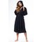 Waffle Hooded Long Robe Square Pattern Black-Robemart.com