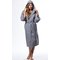 Waffle Hooded Long Robe Square Pattern Gray-Robemart.com