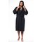 Waffle Hooded Long Robe Square Pattern Black-Robemart.com