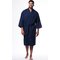 Waffle Kimono Navy Blue Long Robe Square Pattern-Robemart.com