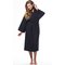Waffle Kimono Black Long Robe Square Pattern-Robemart.com