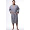 Waffle Kimono Gray Long Robe Square Pattern-Robemart.com