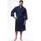 Waffle Shawl Long Robe Square Pattern Navy Blue-Robemart.com