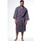 Waffle Shawl Long Robe Square Pattern Charcoal Gray-Robemart.com