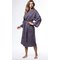 Waffle Shawl Long Robe Square Pattern Charcoal Gray-Robemart.com