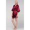 Wine Red Satin Kimono Short Robe-Robemart.com