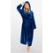 Super Soft Navy Blue Plush Hooded Women's Robe-Robemart.com